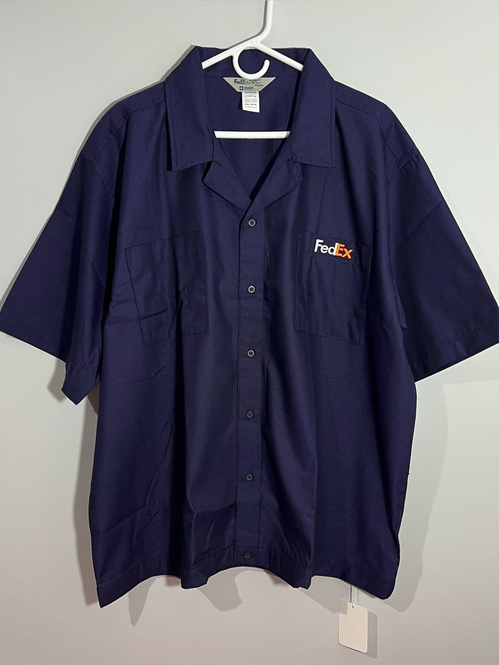 NEW Stan Herman FedEx Purple Short Sleeve Button Up Work Shirt Mens XXL
